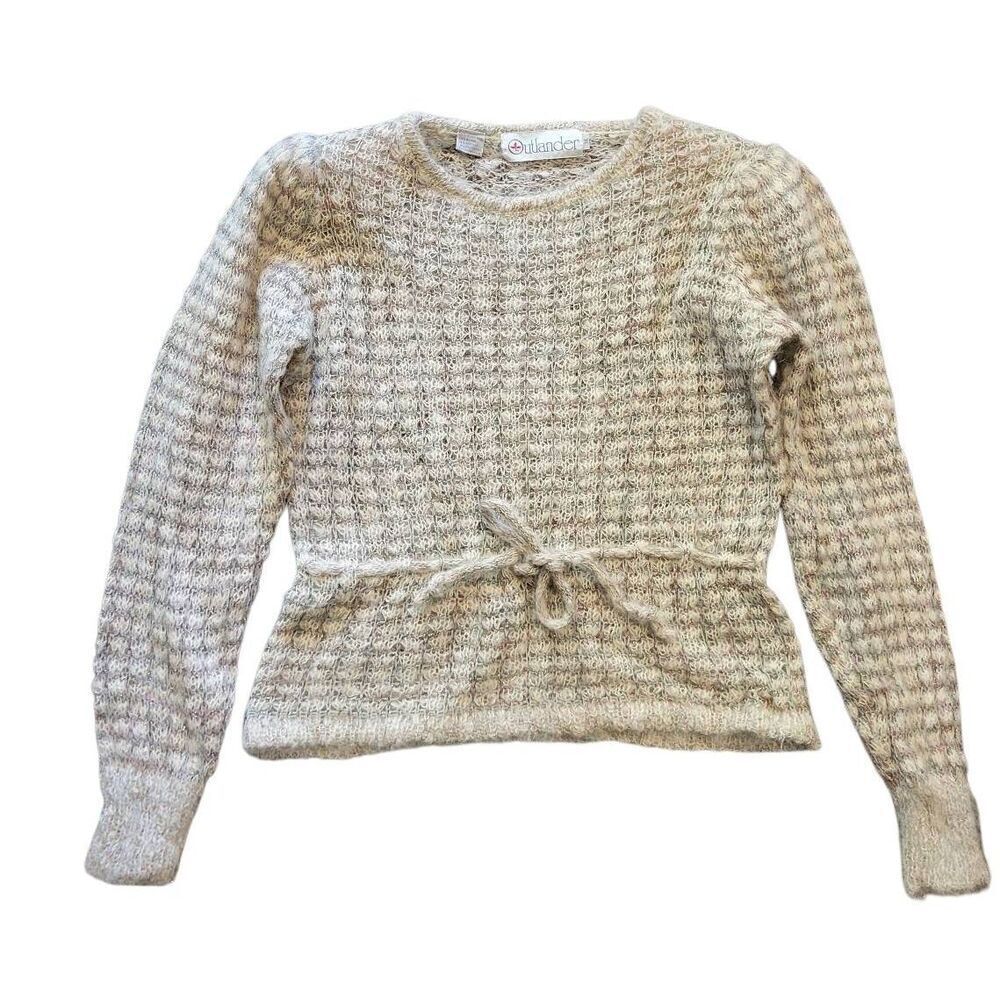 Vintage Outlander Sweater Women's Medium Mohair Wool Metallic Tie Waist - Picture 2 of 5